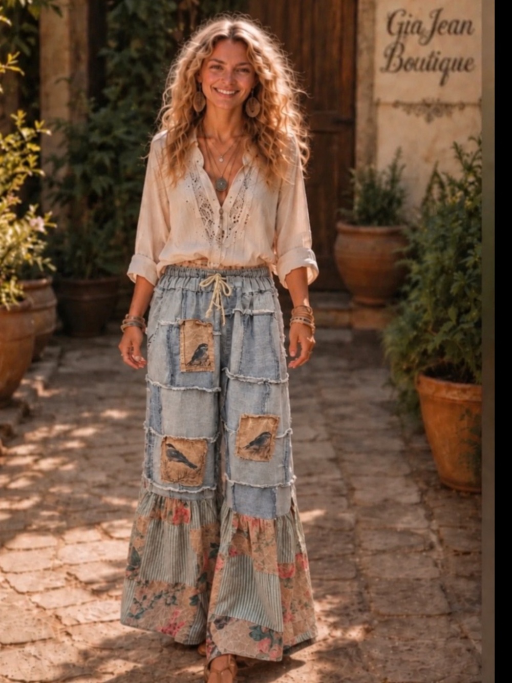 ❤️ A RARE BIRD “ POCKET FULL OF BIRDS “ A RARE BIRD HANDMADE PANTS 72